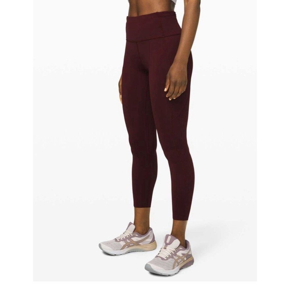 Lululemon Fast Free 7/8 Tight II Non-Reflective Nulux 25" Sz 12 Pockets Garnet